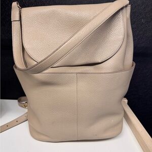 Cuyana Leather Backpack 13” | Stone Pebbled Leather | Laptop Backpack